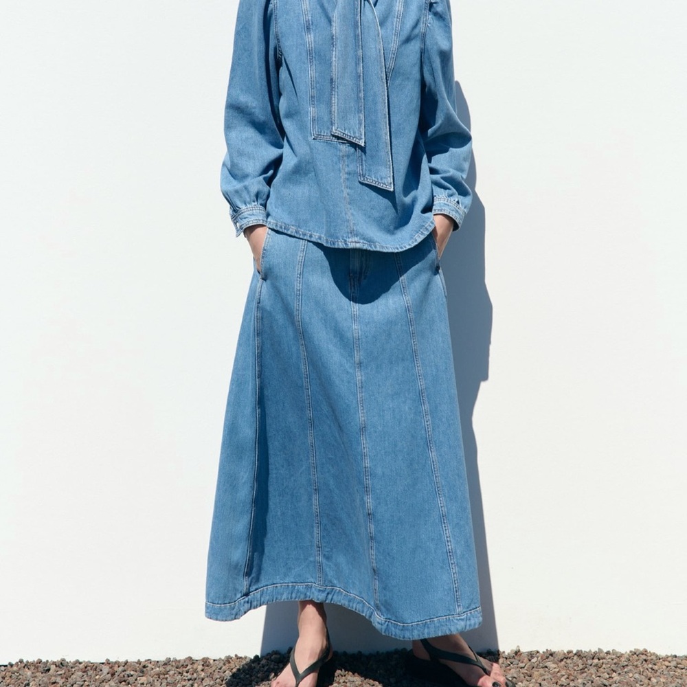Zara denim tied denim blouse size XL
